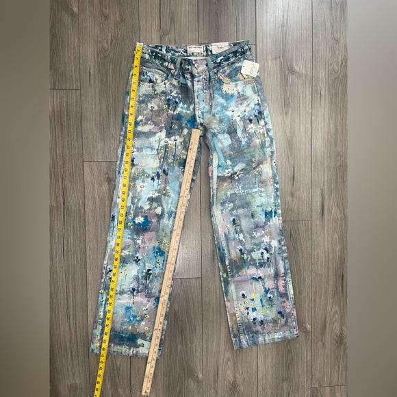 Free People Tennessee Low Rise Illusion Jeans Floral Canvas Paint Splatter Sz 26 - Picture 6 of 10